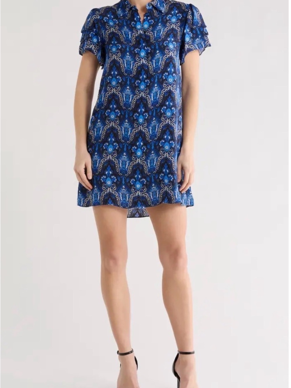 Alice + Olivia Blue Paisley Print Mini Shift Dress